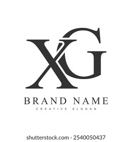 XG trendy logotype template. Initial letter x and g classic font style. Creative logo for company name or identity. Vector illustration.