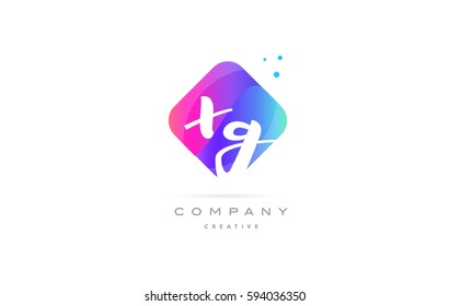 xg x g  pink blue rhombus abstract 3d alphabet company letter text logo hand writting written design vector icon template 