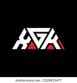 XGK triangle letter logo design with triangle shape. XGK triangle logo design monogram. XGK triangle vector logo template with red color. XGK triangular logo Simple, Elegant, and Luxurious design.