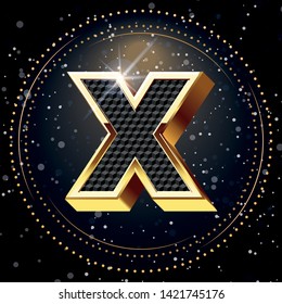 X-Gold Alphabet and Lighting Background.