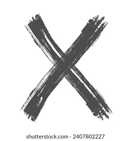 Letra X.Grunge X Señal cruzada de vectores en gris. Cruza el fondo en blanco para el diseño de tu sitio web, aplicación, interfaz de usuario.  EPS10.  