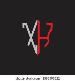 XH Abstract logo monogram with shield elements isolated on black background