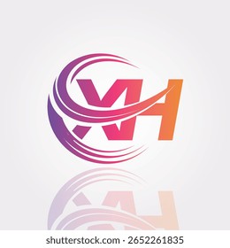 XH Creative Gradient Swirl Monogram Logo - Design moderno da marca da letra abstrata para a marca profissional e a identidade digital