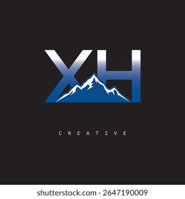 XH Creative Mountain Logo – Bold Gradient Letter mark Branding Design for Business  Outdoor Brands	
