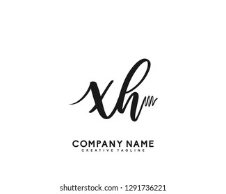XH Initial Handwriting Logo Template Vector