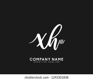 XH Initial Handwriting Logo Template Vector