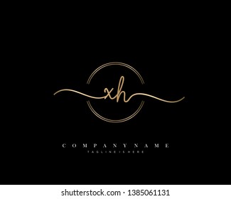 XH initial handwriting logo template vector