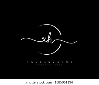 XH initial handwriting logo template vector