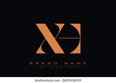XH initial letter logo design. Letter X and H luxury alphabet letter logo icon template