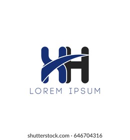 xh initial letter uppercase logo blue and black