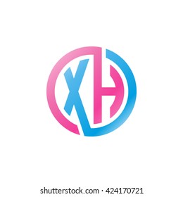 XH initial letters looping linked circle logo pink blue