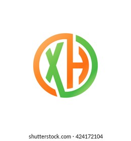 XH initial letters looping linked circle logo orange green