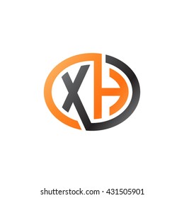 XH initial letters looping linked ellipse logo orange black