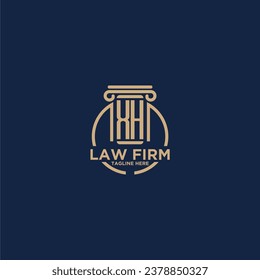 XH initial monogram for law firm with creative circle line