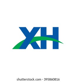 XH initial overlapping swoosh letter logo blue green