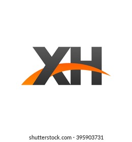 XH initial overlapping swoosh letter logo black orange