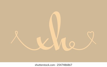 XH initial wedding monogram calligraphy vector illustration. Hand drawn lettering x and h love logo design for valentines day poster, greeting card, photo album, banner print or tattoo.