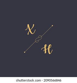 XH Initials letter alphabet watercolor logo branding set collection, Feminine logotype template in elegant artistic style. Feminine luxury logo design template.