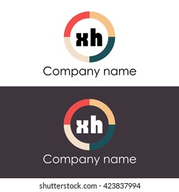 XH letters business logo icon design template. Symbol with four colors circle