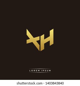 XH Logo Letter Initial Logo Designs Templete with Gold and Black Background