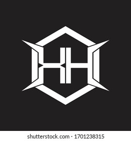 XH Logo monogram with hexagon and four taper shape design template