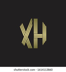 XH Logo monogram outline style linked isolated with gold colors