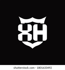 XH-Logo-Monogramm mit Schild um die Kronform-Design-Vorlage