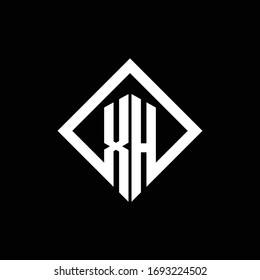 XH logo monogram with square rotate style design template