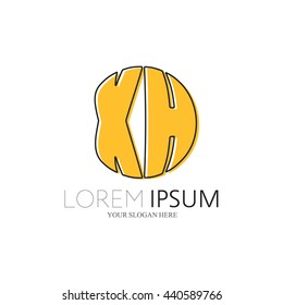 XH Logo. Vector Graphic Sphere Branding Letter Element. White Background