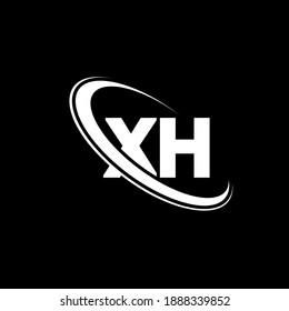 XH logo. X H design. White XH letter. XH X H letter logo design. Initial letter XH linked circle uppercase monogram logo.