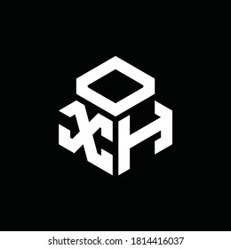 XH monogram logo with 3 cube style design template isolated on black background