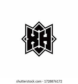 Logo de XH monograma con plantilla de diseño de esquema de estilo de rotación cuadrada