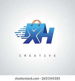 XH Shopping Monogram – Fast Delivery E-commerce Logo with Bag Icon and Digital Branding for Online Store, Retail and Logistic Identity
