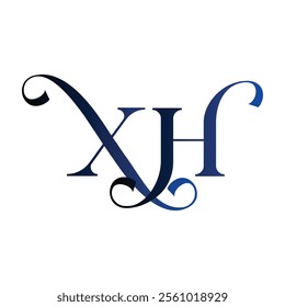 xh simple alphabet art vector icon negative space logo design for your business