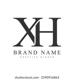 XH trendy logotype template. Initial letter x and h classic font style. Creative logo for company name or identity. Vector illustration.
