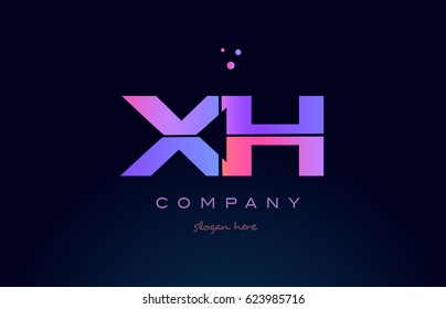 xh x h creative color blue background pink purple blue magenta alphabet letter company logo vector icon design