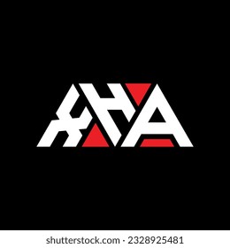 XHA triangle letter logo design with triangle shape. XHA triangle logo design monogram. XHA triangle vector logo template with red color. XHA triangular logo Simple, Elegant, and Luxurious design.