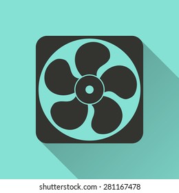 xhaust fan - vector icon in black on a green background.