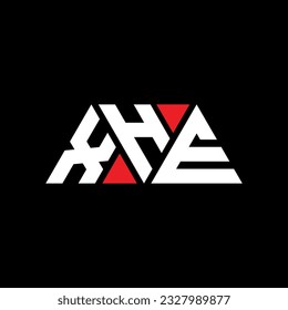XHE triangle letter logo design with triangle shape. XHE triangle logo design monogram. XHE triangle vector logo template with red color. XHE triangular logo Simple, Elegant, and Luxurious design.