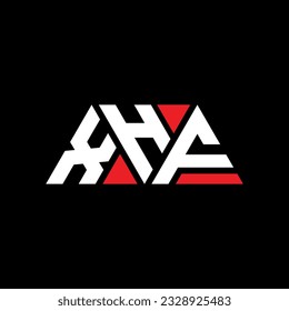 XHF triangle letter logo design with triangle shape. XHF triangle logo design monogram. XHF triangle vector logo template with red color. XHF triangular logo Simple, Elegant, and Luxurious design.
