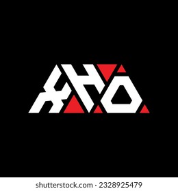 XHO triangle letter logo design with triangle shape. XHO triangle logo design monogram. XHO triangle vector logo template with red color. XHO triangular logo Simple, Elegant, and Luxurious design.