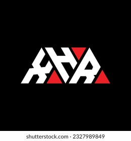 XHR triangle letter logo design with triangle shape. XHR triangle logo design monogram. XHR triangle vector logo template with red color. XHR triangular logo Simple, Elegant, and Luxurious design.