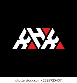 XHX triangle letter logo design with triangle shape. XHX triangle logo design monogram. XHX triangle vector logo template with red color. XHX triangular logo Simple, Elegant, and Luxurious design.