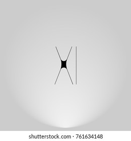 XI Black thin minimalist LOGO Design with Highlight on Gray background.