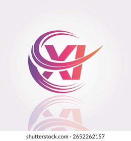 XI Creative Gradient Swirl Monogram Logo - Design moderno da marca da letra abstrata para a marca profissional e a identidade digital