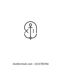 XI creative letter logo design in anchor concept with high quality professional design that will print well across any print media