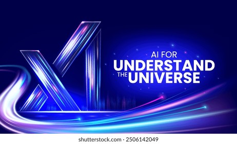 XI Digital AI Technology on a Blue Background-A Futuristic Concept Featuring Light Effects, Abstract Tech Innovations, and Big Data in Vector Illustration