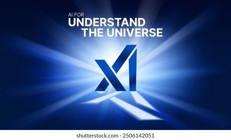 XI Digital AI Technology on a Blue Background-A Futuristic Concept Featuring Light Effects, Abstract Tech Innovations, and Big Data in Vector Illustration