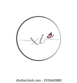 XI-Logo für die Erstschrift von Buchstaben mit Schmetterling