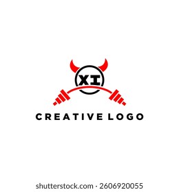 XI initial monogram for fitnes or gym logo with devil style design